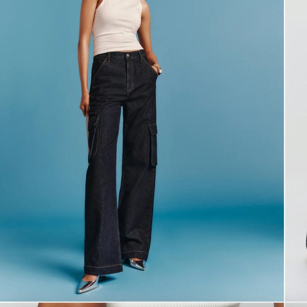 Reformation Wilder Cargo High Rise Wide Leg Jeans